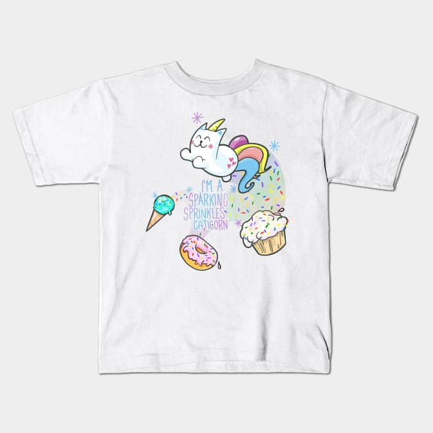 I'M A SPARKING SPRINKLES CATICORN Kids T-Shirt by rocktheshirt